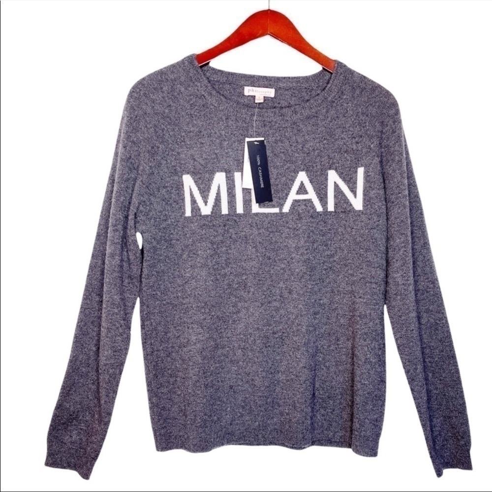 Philosophy “Milan” Gray 100% Cashmere Pullover Sweater Sz XS NWT